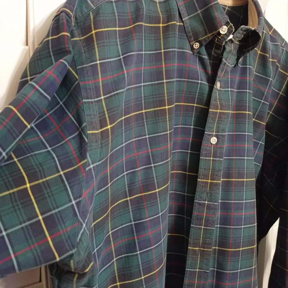 POLO Ralph Lauren Shirt Long Sleeve Button Down Hunter Green Plaid Cotton
